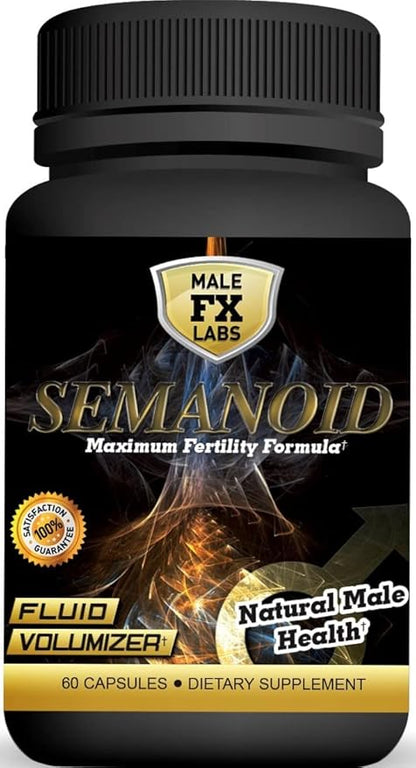 SEMANOID (60 Caps) Maximum Fertility Formula and Semen Volumizer - Advanced Fertility Ingredients and Male Prenatal Vitamin Blend, 1 Month Supply