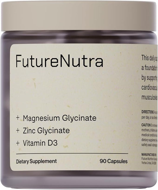Magnesium Glycinate, Zinc Glycinate & Vitamin D3 - Triple Action for Immune, Muscle, and Bone Health, High Absorption Formula, 90 Count (Pack of 1)