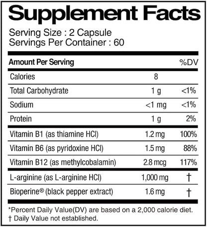 EXTREME Dual ARGININE Plus with Vitamin B Complex - Boost up Energy & Vitality for Men's Sports Performance (1,000mg x 120 Tablets, 2 Months Supply)