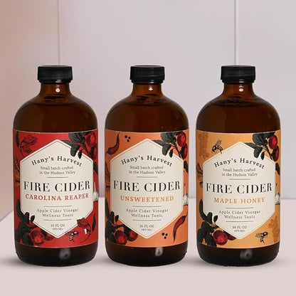 Hany's Harvest Unsweetened Fire Cider – 32 fl oz Glass Bottle | All-Natural, Small-Batch, Handcrafted, Non-GMO, Gluten-Free, Immune & Digestive Support