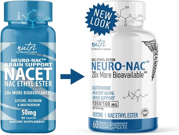 Neuro NAC Supplement N-Acetyl Cysteine Ethyl Ester (2 Pack)- 20x More Bioavailable Than NAC 600 mg - Boost Glutathione 10x More Than Liposomal Glutathione - N Acetyl Cysteine Ethyl Ester 120 Capsules