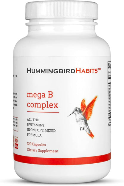Mega B Complex, B Vitamin Supplement for Immune Support, Nerve Function & Normal Energy Metabolism, Contains Myo-Inositol & Choline for Antioxidant Support, 120 Vegan Capsules