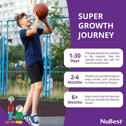 NuBest Tall 10+ - Height Growth Supplement for Children (10+) & Teens Who Drink Milk Daily, Height Growth Pills with Calcium, Vitamins & Minerals - Helps Height Increase - 12 Pack | 12 Month Supply