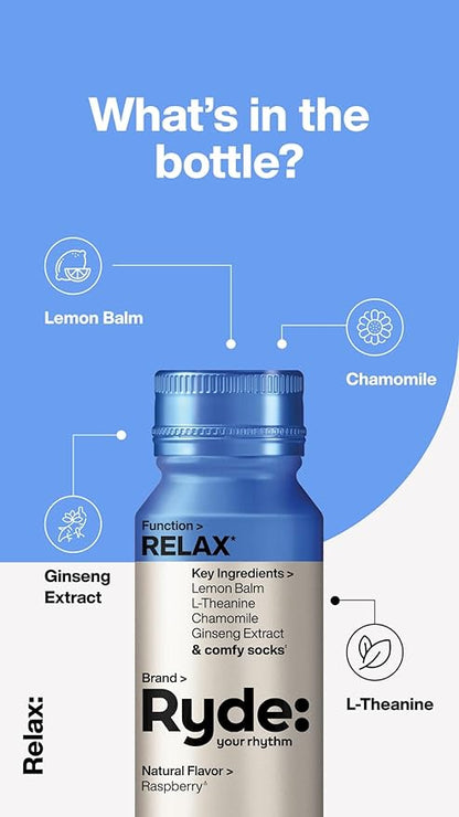Ryde: Discovery Pack | Energize, Focus & Relax Shots | Green Tea Caffeine, Taurine, Ginseng, B Vitamins, L-Theanine, Lemon Balm, Chamomile | 0 Calories, 0 Sugar | Variety Pack – Try Them All (24 Pack)