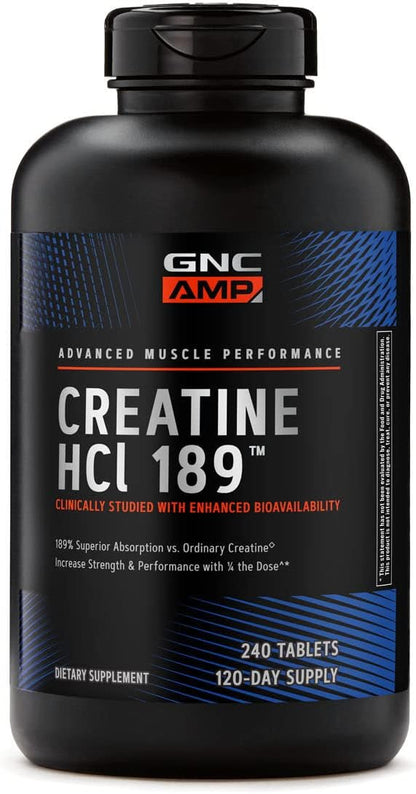 GNC AMP Creatine HCl Pills | Muscle Builder, Energy Production, Performance Recovery Supplement | Fast Absorbing, Gluten Free Formula| 240 Count