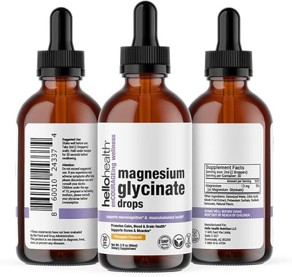 Magnesium Glycinate Liquid Magnesium Supplement Women, Men & Kids – Magnesium Bisglycinate 100 mg for Natural Calm, Muscle Recovery, Joint Support – Magnesium Liquid Vitamins, 30 Days Pineapple Flavor