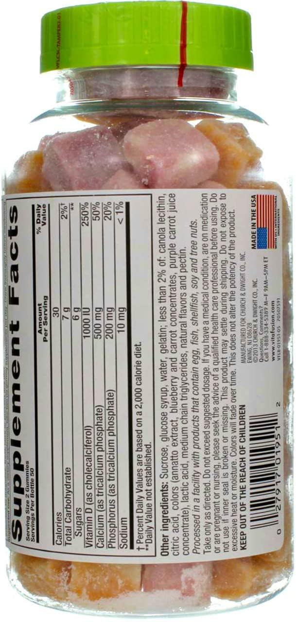 VitaFusion Calcium 500 mg Dietary Supplement Gummies Natural Fruit and Cream Flavors - 100 ct, Pack of 2