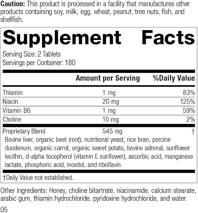 Standard Process Cataplex B GF - Gluten-Free, Whole Food Formula with Niacin, Vitamin B6, Thiamine, and Inositol, Supports Metabolic, Cardiovascular and Nervous System Health - 360 tablets
