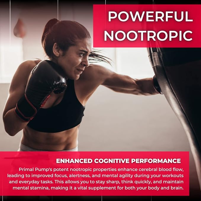 Primal Pump Nitric Oxide Supplement Nootropic 1500mg Nitrosigine L Arginine & Beet Root for Muscle Growth, Pumps, Blood Flow, Energy & Focus - Max Strength Pre Workout N.O. Booster