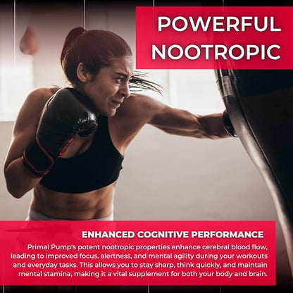 Primal Pump Nitric Oxide Supplement Nootropic 1500mg Nitrosigine L Arginine & Beet Root for Muscle Growth, Pumps, Blood Flow, Energy & Focus - Max Strength Pre Workout N.O. Booster