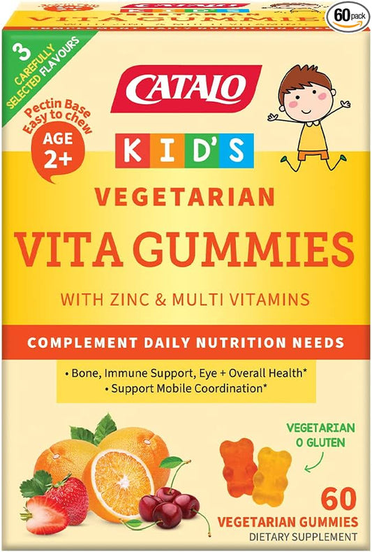 CATALO Children's Vita Gummy Bears - Multivitamins & Minerals, 60 Vegetarian Gummies, Mixed Fruit Flavor, Supports Healthy Growth