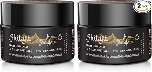 Shilajit Pure Himalayan Shilajit Resin - Gold Grade 100% Pure Shilajit with Fulvic Acid & 85+ Trace Minerals Complex for Energy & Immune Support, Pack of 2 (4 Months Supply)