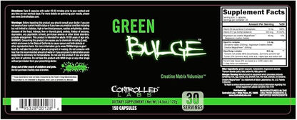 CONTROLLED LABS Green Bulge Supplement, 30 Serv Advanced Creatine Matrix Volumizer, Improve Strength, Stamina, Performance, & Muscle Recovery, Caffeine & Stimulant Free