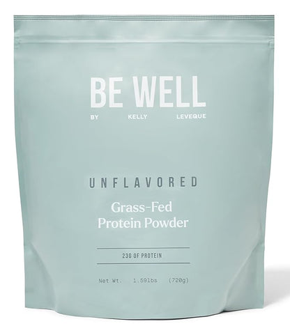 Be Well by Kelly Unflavored Grass-Fed Beef Protein Powder, 23G of Protein & Zero Carbs (1 Ingredient, 30 Servings) 9 Amino Acids + 3 BCAAs No Soy, No Dairy, Stevia-Free, No Sugar Added 1.59lb 720g