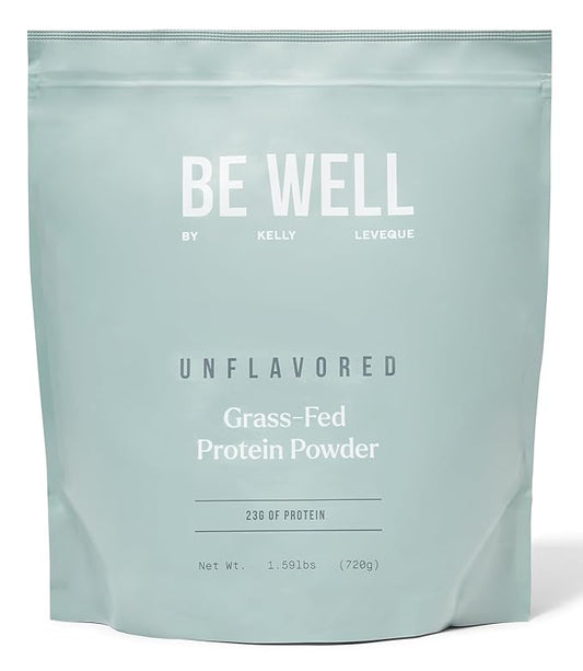 Be Well by Kelly Unflavored Grass-Fed Beef Protein Powder, 23G of Protein & Zero Carbs (1 Ingredient, 30 Servings) 9 Amino Acids + 3 BCAAs No Soy, No Dairy, Stevia-Free, No Sugar Added 1.59lb 720g
