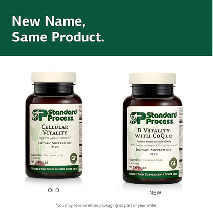 Standard Process B Vitality with CoQ10 - Supports Cellular Processes with Thiamine, Biotin, CoQ10, Vitamin B12, Riboflavin, Niacin, Vitamin B6, Folic Acid, Pantothenic Acid, Ginseng - 90 Capsules