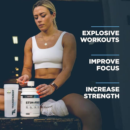 Transparent Labs Stim-Free Pre-Workout - Caffeine & Stim Free Pre Workout Powder for Men and Women with Beta Alanine Powder, Citrulline Malate, & elevATP - 30 Servings, Blue Raspberry