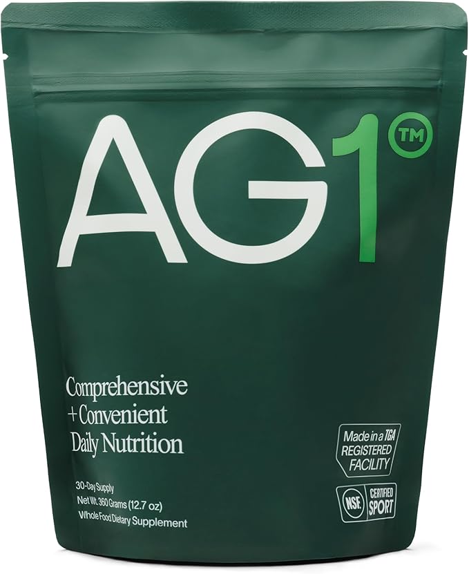 AG1 Greens Powder Supplement | Improve Gut Health | Multivitamin, Probiotic, Gluten Free, Vegan and Keto Friendly | 75 Vitamins (Athletic Greens)