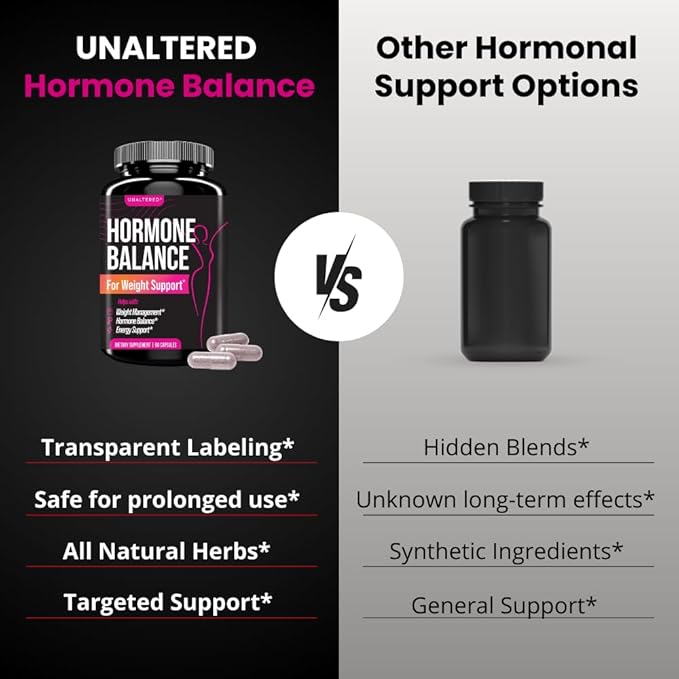 UNALTERED Hormone Balance for Weight Management - Natural Hormonal Wellness Support - Features Green Tea Extract, Cayenne, Magnesium, & Zinc - 90 Vegan Capsules