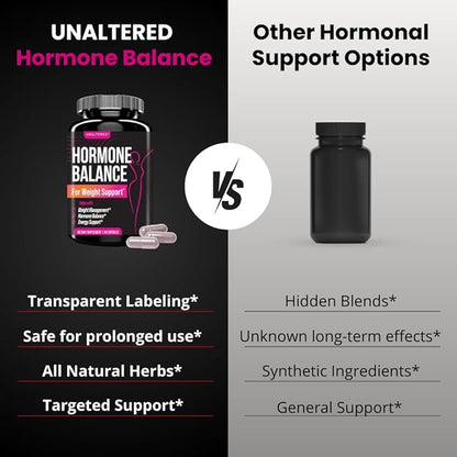 UNALTERED Hormone Balance for Weight Management - Natural Hormonal Wellness Support - Features Green Tea Extract, Cayenne, Magnesium, & Zinc - 90 Vegan Capsules