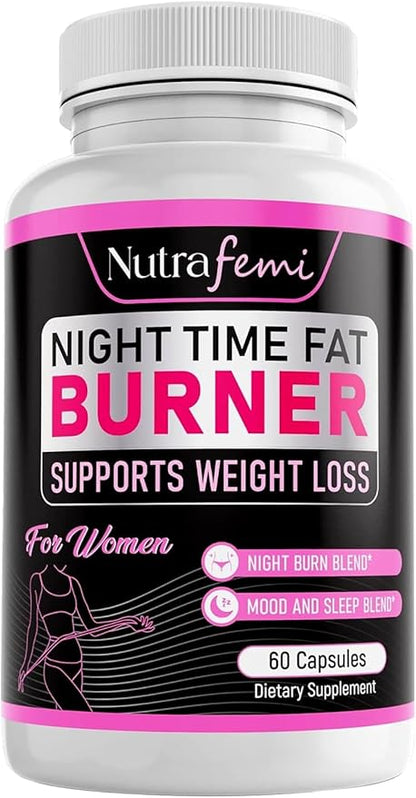 Fat Burners for Women Weight Loss - Night Time Fat Burner with Carb Blocker & Appetite Suppressant - Belly Fat Burner & Thermogenic Metabolism Booster - NSF Approved, 60 Capsules