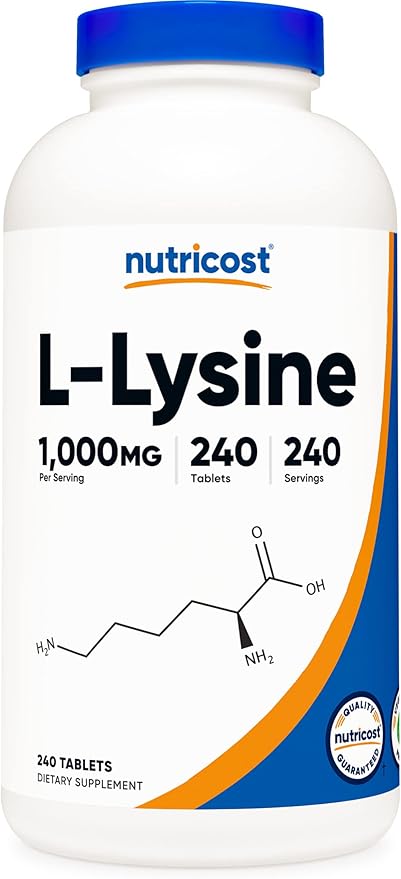 Nutricost L-Lysine 1000mg, 240 Tablets - Gluten Free, Non-GMO, and Vegetarian Friendly