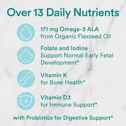 SmartyPants Organic Prenatal Vitamins for Women, Multivitamin Gummies: Probiotics, Biotin, Methylfolate, Omega 3 (ALA), Vitamin D3, C, Vitamin B12, B6, Vitamin A, K2 & Zinc, 120 Count (30 Day Supply)