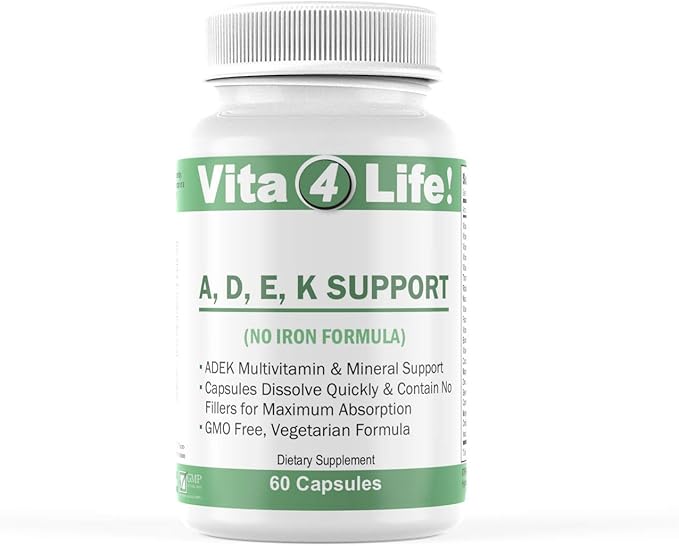 ADEK Multi Vitamin Support, No Iron - 60 Count