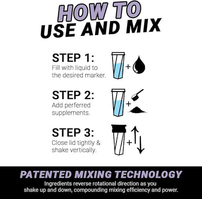 HELIMIX 1.5 Vortex Blender Shaker Bottle Holds Upto 20oz | No Blending Ball or Whisk | USA Made | Portable Pre Workout Whey Protein Drink Shaker Cup | Mixes Cocktails Smoothies Shakes | Top Rack Safe