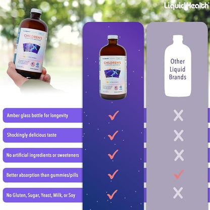 LIQUIDHEALTH Children's Complete Liquid Multivitamin for Kids, Toddlers - Essential Vitamins, Nutrients & Minerals, Immune Support, Gut Health - Great Taste, Vegan, Non GMO, Sugar-Free (2-Pack)