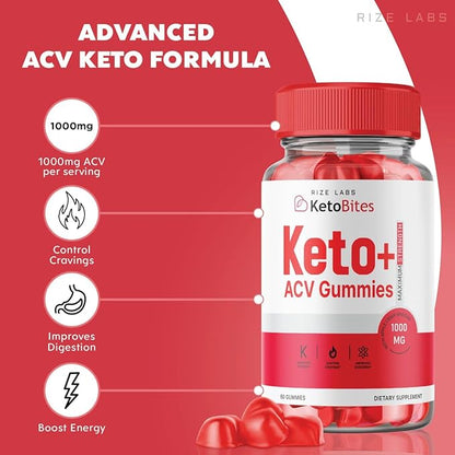 Keto Bites ACV Gummies for Advanced Weight Loss, All Natural Apple Cider Vinegar Supplement (180 Gummies)