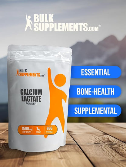 BulkSupplements.com Calcium Lactate Powder - Calcium Supplement, Calcium Lactate Food Grade - Calcium Lactate Supplement, 1500mg per Serving (200mg Calcium), 5kg (11 lbs) (Pack of 5)