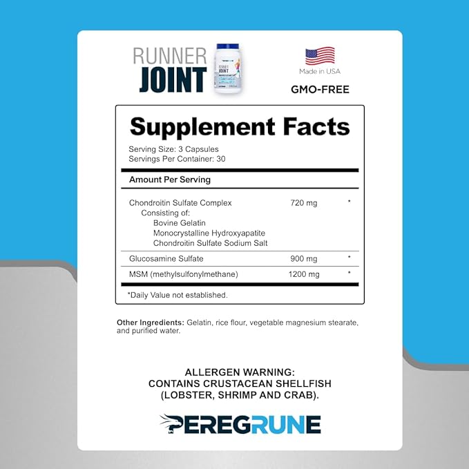 Runner Joint Support Supplement - Healthy Knees, Back, Cartilage, & Joints – Glucosamine Chondroitin MSM- GMP Certified Running Supplements and Joint Support for Athletes – 90 Capsules