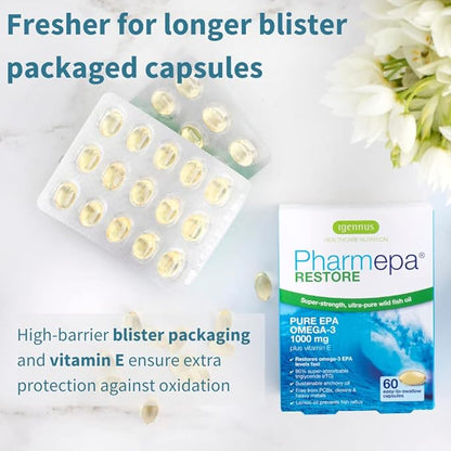 Pharmepa Restore, 1000mg Pure EPA Fish Oil, High Absorption rTG Omega-3, Triple Strength, Wild & Sustainable, Lemon Flavor, 10-Months Supply, Pack of 10