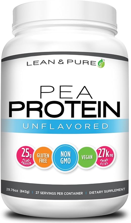 Lean & Pure Pea Protein Powder, Vegan, Low Carb, 25g of Protein, Non GMO, Gluten Free, 27 Servings, 843g
