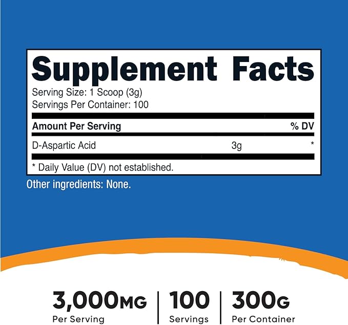 Nutricost D-Aspartic Acid (DAA) Powder 300G - Pure D Aspartic Acid