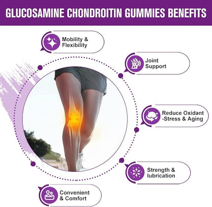 Glucosamine Chondroitin Gummies with MSM & Elderberry Extra Strength - Joint Support, Antioxidant Immune Support Supplement for Adults, Men & Women - 60 Chondroitin Gummies (3 Pack)