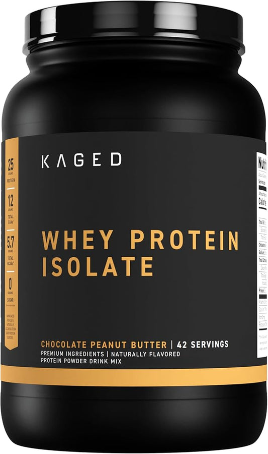 Kaged Whey Protein Isolate Powder | PB Chocolate | 100% Pure Low Lactose Whey | Post Workout Recovery Drink | Support Muscle-Building | 25g per Serving | Amazing Taste Easy Mix for Shakes | 41 Serving