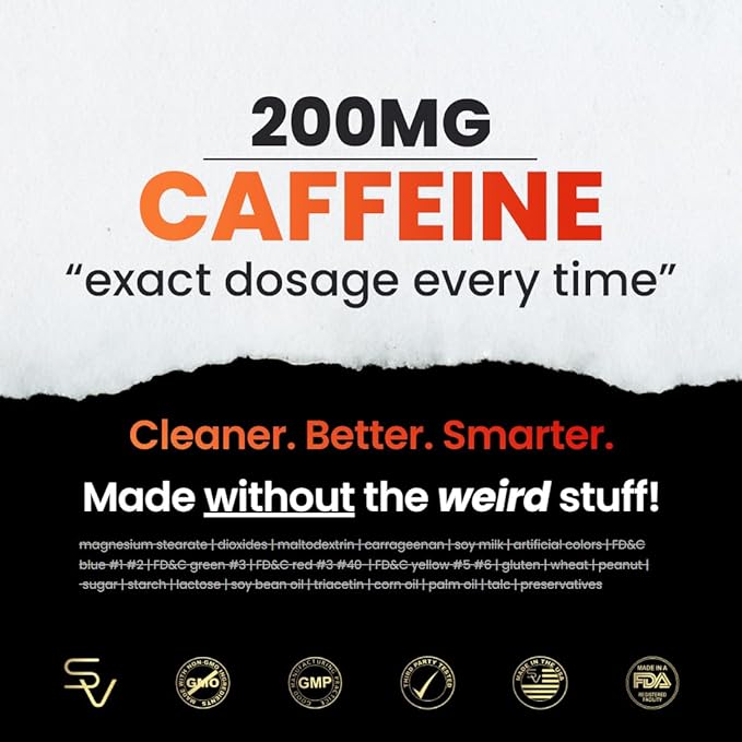 200mg Caffeine Pills - MCT Oil from 100% Coconuts + 100mg L-Theanine, Advanced Energy, Clean Focus and Perfect Clarity + All Natural Smooth Extended Release