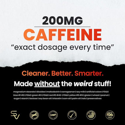 200mg Caffeine Pills - MCT Oil from 100% Coconuts + 100mg L-Theanine, Advanced Energy, Clean Focus and Perfect Clarity + All Natural Smooth Extended Release