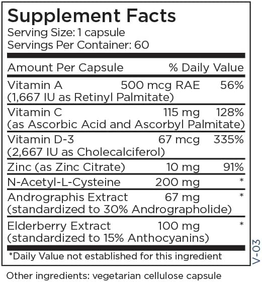 Metabolic Maintenance Acute Immune Boost - Immune Support Supplement with Vitamins D, C, Zinc - Elderberry Herbal Blend with NAC to Help Support Upper Respiratory Health (60 Capsules)