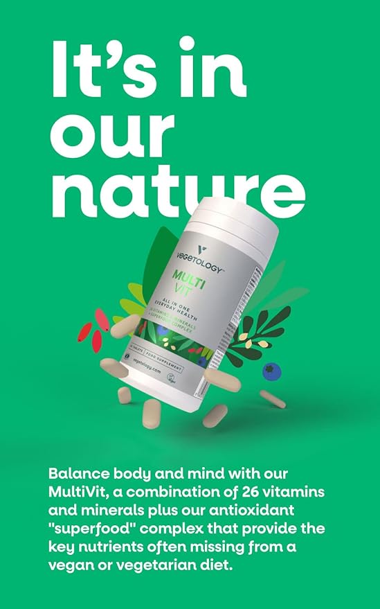 MultiVit Vegan Multivitamin Supplement, 26 Vitamin & Minerals – Vitamin Supplements for Metabolic, Brain Function & Immune Support – Multivitamin for Women, Men & Children