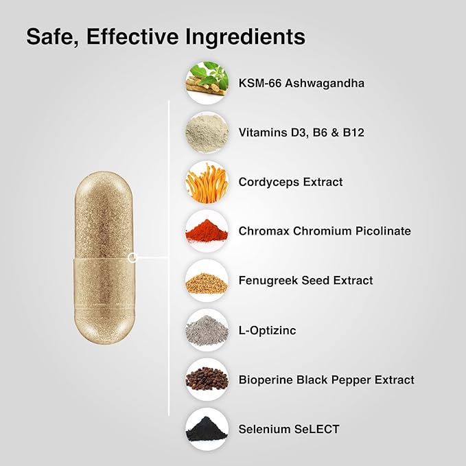 Mdrive Elite Test Booster for Men - Supports Immune Health, Energy, VO2Max, Recovery, Stress Relief, Lean Muscle, KSM-66 Ashwagandha, DIM, Fenugreek, 90 Capsules