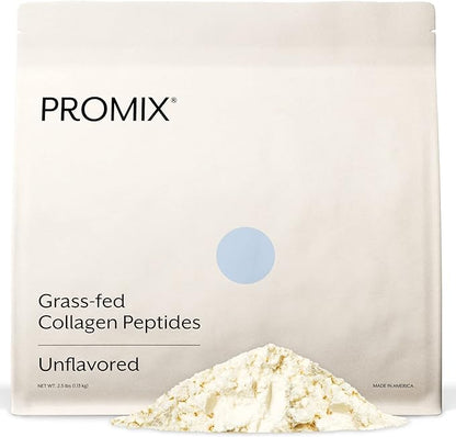Promix Collagen Peptides, Unflavored, 2.5lb Bulk - Hydrolyzed Collagen Protein Promotes Healthy Skin, Bones, Joints & Recovery Support - Add to Shakes, Smoothies, Beverages & Baking recipes.