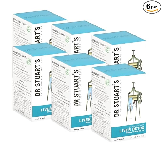 Dr Stuart's Liver Detox Tea - 90 Teabags (15 bags x Pack of 6) | with Dandelion Root, Centaury Herb & Milk Thistle | Supports Healthy Liver | Naturally Caffeine Free