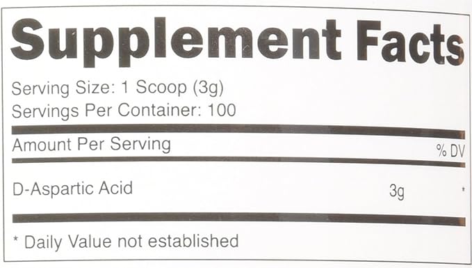 Nutricost D-Aspartic Acid (DAA) Powder 300G - Pure D Aspartic Acid