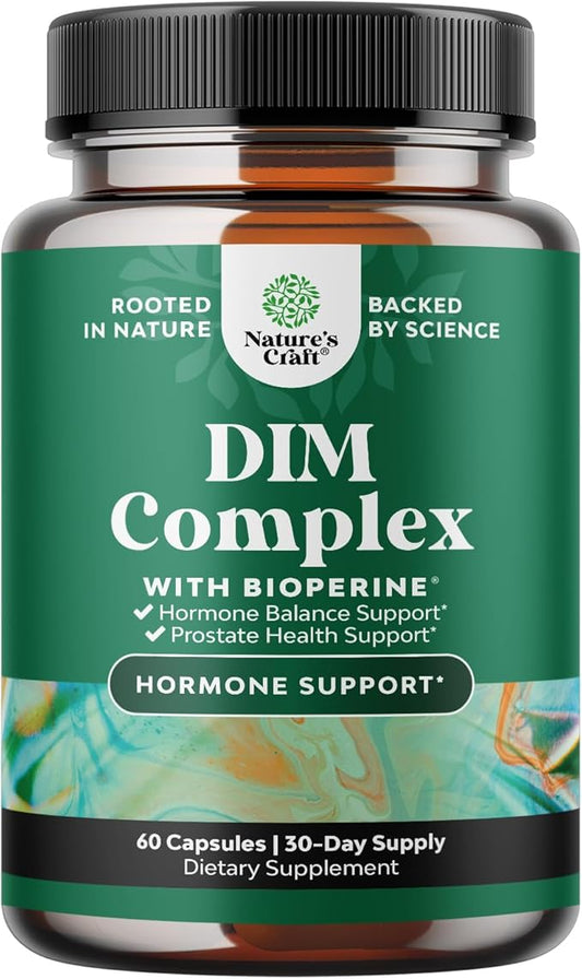 Extra Strength Diindolylmethane DIM Supplement - DIM Complex Men and Womens Hormone Balance Supplement with DIM SGS and Calcium D-Glucarate - Herbal DIM Supplement for Men and Women 30 Servings
