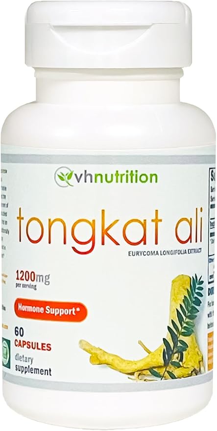 VH Nutrition TONGKAT ALI | Extra Strength Hormone Support for Men* | 200 to 1 Blend Standardized Eurycoma Longifolia (LongJack) Extract Powder | 60 Capsules