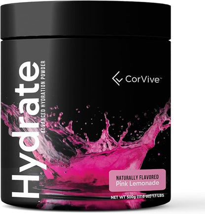 Hydrate Electrolyte Drink Mix | Pink Lemonade Flavor | NSF Certified | Electrolytes, Vitamin C, Magnesium, Zinc, Potassium | Used by Athletes & US Military | Boost Performance | 50 Servings