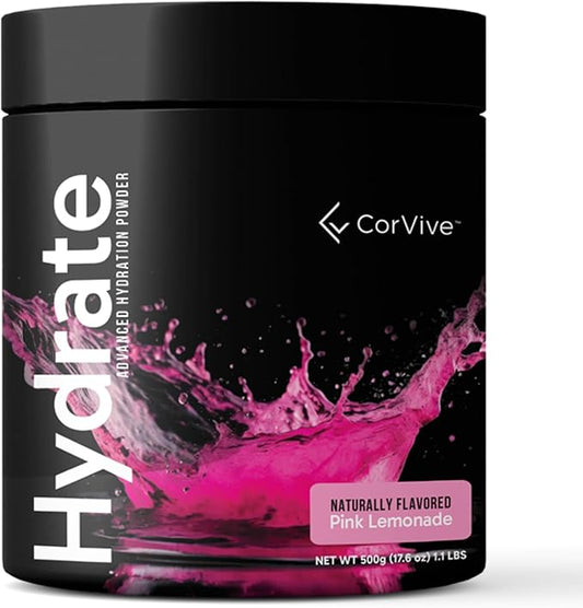 Hydrate Electrolyte Drink Mix | Pink Lemonade Flavor | NSF Certified | Electrolytes, Vitamin C, Magnesium, Zinc, Potassium | Used by Athletes & US Military | Boost Performance | 50 Servings